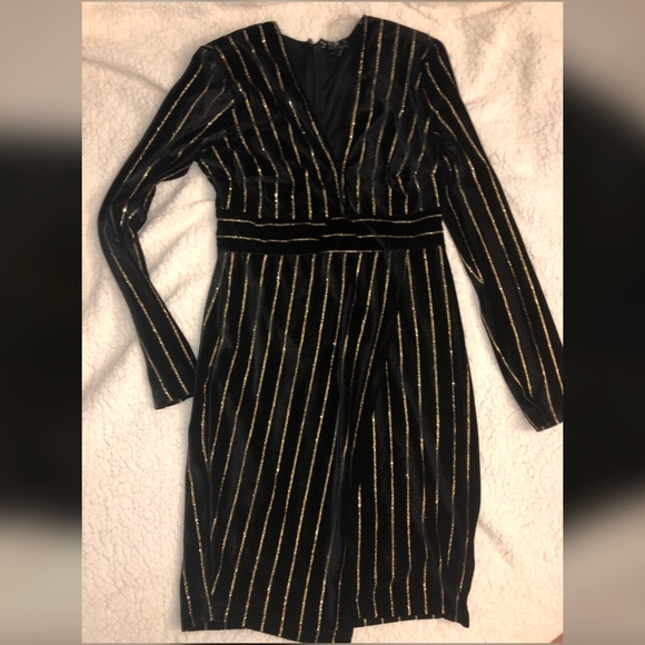 Black dress with gold stripes - Picture 1 of 6